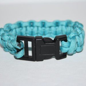 Aqua blue and black paracord bracelet 7.5"